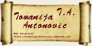 Tomanija Antonović vizit kartica